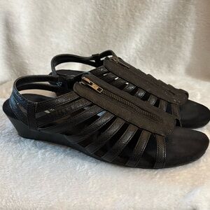 A2 By Aerosoles Heelrest Strappy Black Sandals with Zipper Women's 11M Yetway